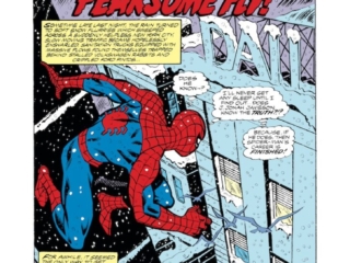 Amazing Spider-Man #193, pg. 1; layouts, Keith Pollard; pencils and inks, Jim Mooney; Marv Wolfman, writer, Stan Lee Presents, The Wings of the Fearsome Fly, Daily Bugle