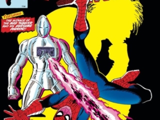 Amazing Spider-Man #242 cover; pencils, John Romita Jr.; inks, Terry Austin; Confrontations, Mad Thinker, Awesome Android