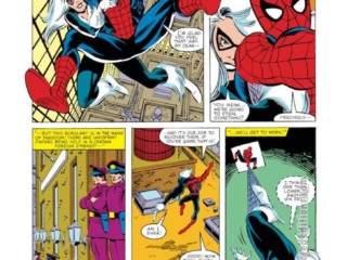Amazing Spider-Man #246, pg. 4; pencils, John Romita Jr.; inks, Dan Green; Black Cat, Felecia Hardy, webswinging