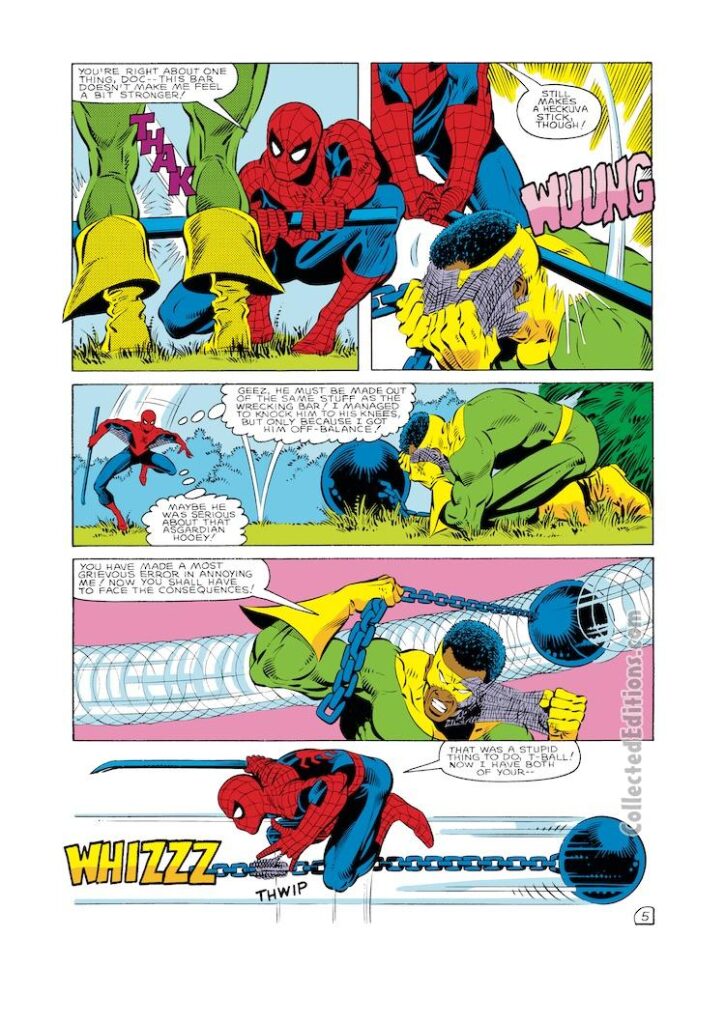 Amazing Spider-Man #248. “And He Cries Like a Thunderbolt”, pg. 5; pencils, John Romita Jr.; inks, Brett Breeding; Thunderball
