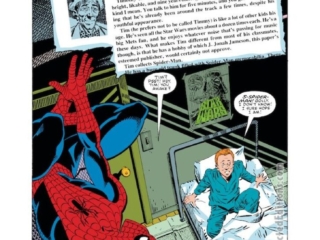 Amazing Spider-Man #248. &ldquo;The Kid Who Collects Spider-Man!&rdquo;, pg. 1; pencils, Ron Frenz; inks, Terry Austin; Conover's Corner, Jacob Conover, newspaper, Star Wars poster, Timothy Harrison, Tim