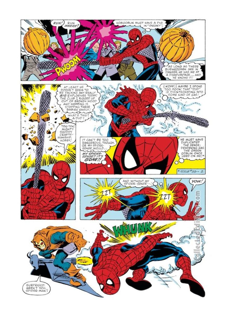 Amazing Spider-Man #249, pg. 19; pencils, John Romita Jr.; inks, Dan Green; Hobgoblin