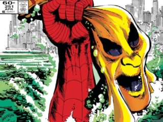 Amazing Spider-Man #251 cover; pencils, Ed Hannigan; inks, Klaus Janson; Endings, Hobgoblin mask