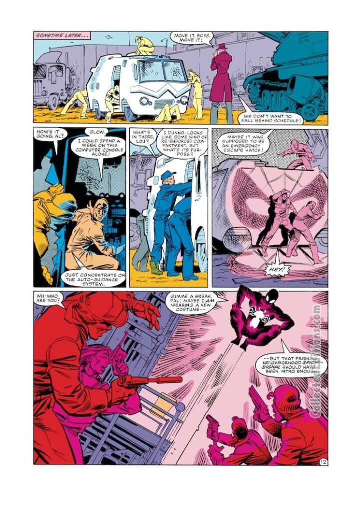 Amazing Spider-Man #254, pg. 12; pencils, Rick Leonardi; inks, Joe Rubinstein