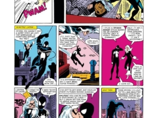 Amazing Spider-Man #256, pg. 6; pencils, Rick Leonardi; inks, Joe Rubinstein; Black Cat, Felicia Hardy, black costume