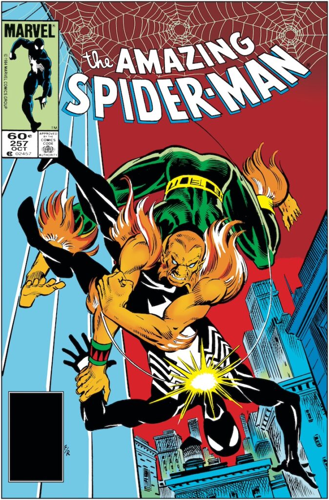 Amazing Spider-Man #257 cover; pencils, Ron Frenz; inks, Joe Rubinstein; The Puma/Thomas Fireheart