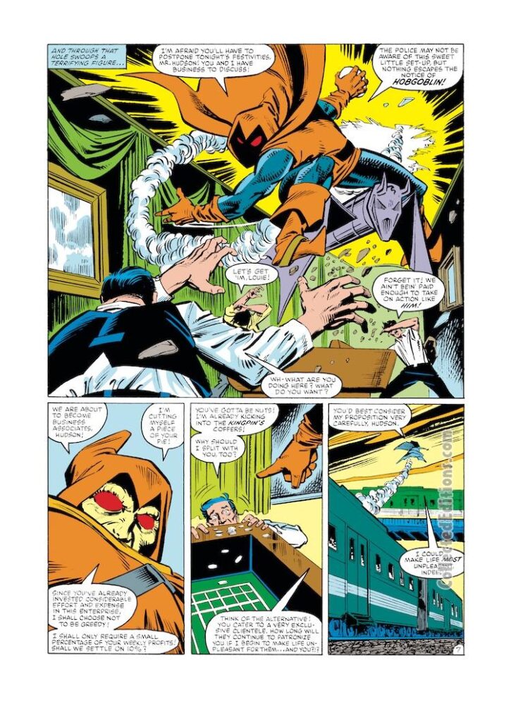 Amazing Spider-Man #259, pg. 7; pencils, Ron Frenz; inks, Joe Rubinstein; Hobgoblin, Hudson