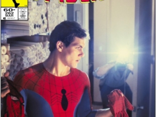 Amazing Spider-Man #262 cover; photograph, Eliot R. Brown; production art, Ron Zalme