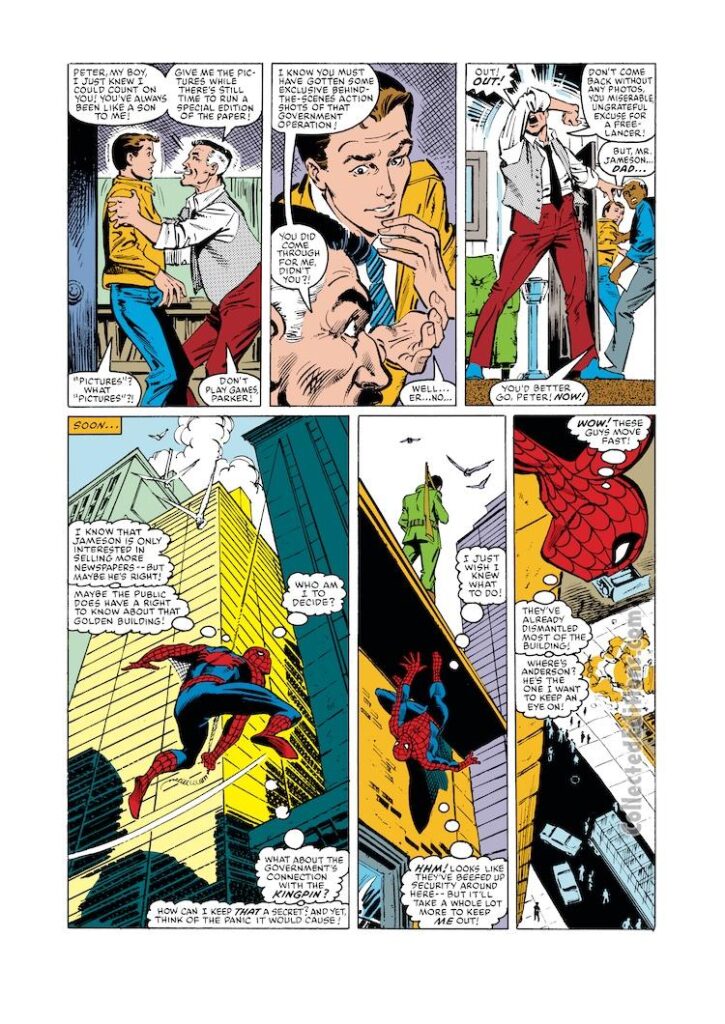 Amazing Spider-Man #268, pg. 12; pencils, Ron Frenz; inks, Joe Rubinstein; J. Jonah Jameson