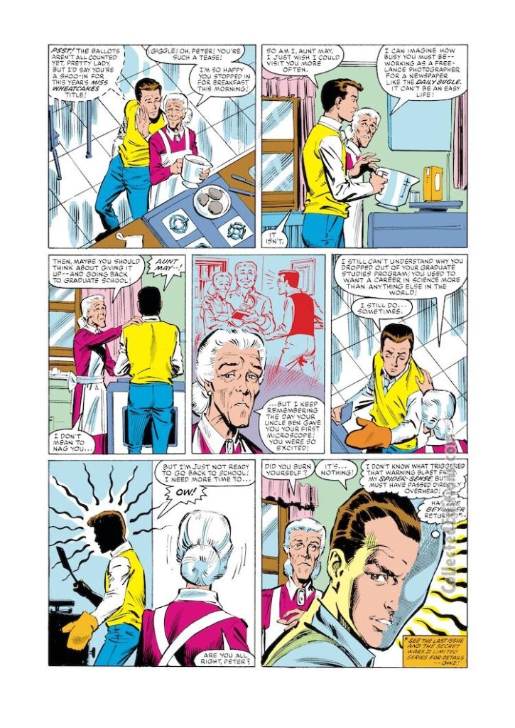 Amazing Spider-Man #269, pg. 5; pencils, Ron Frenz; inks, Joe Rubinstein; Aunt May Parker; Ben Parker