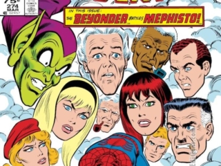 Amazing Spider-Man #274 cover; pencils, Larry Lieber; inks, John Romita Sr.; The Beyond Battles Mephisto, The Soul of the Spider, Secret Wars II crossover
