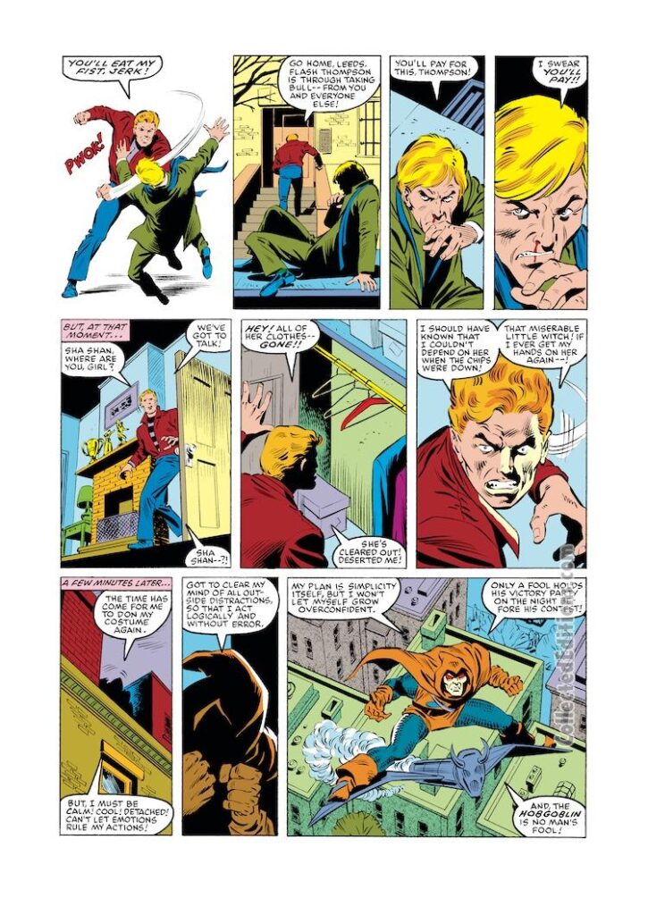 Amazing Spider-Man #275, pg. 25; pencils, Ron Frenz; inks, Joe Rubinstein; Flash Thompson, Ned Leeds, Hobgoblin