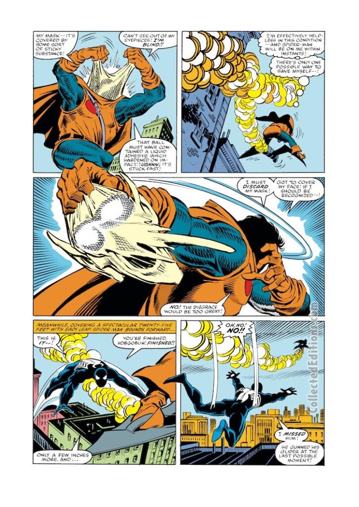 Amazing Spider-Man #276, pg. 4; pencils, Ron Frenz; inks, Brett Breeding; Hobgoblin, mask, black costume