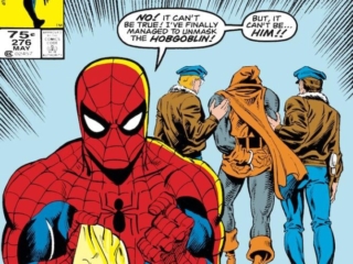 Amazing Spider-Man #276 cover; pencils, Tom Morgan; inks, Joe Rubinstein; No, It Can&rsquo;t Be True, I&rsquo;ve finally managed to unmask the Hobgoblin; The Face Beneath the Mask, Ned Leeds