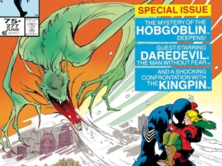 Amazing Spider-Man #277 cover; pencils and inks, Charles Vess; Special Issue, the Mystery of the Hobgoblin Deepens, Guest-Starring Daredevil, Man Without Fear, Shocking Confrontation with Kingpin, Cry of the Wendigo