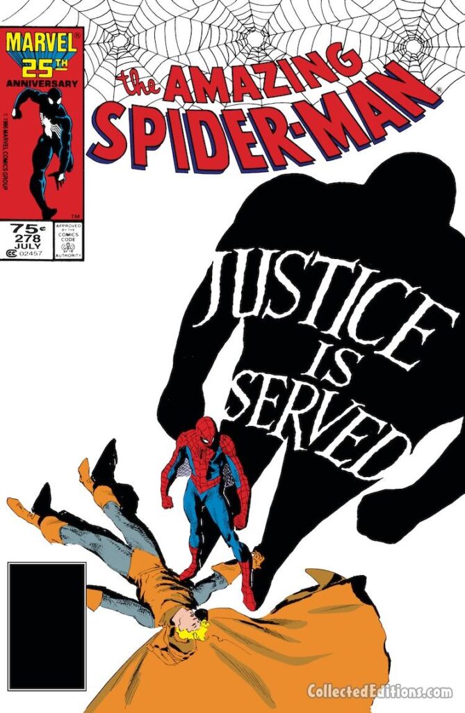 Amazing Spider-Man #278 cover; pencils and inks, Mike Harris; Justice is Served, Hobgoblin