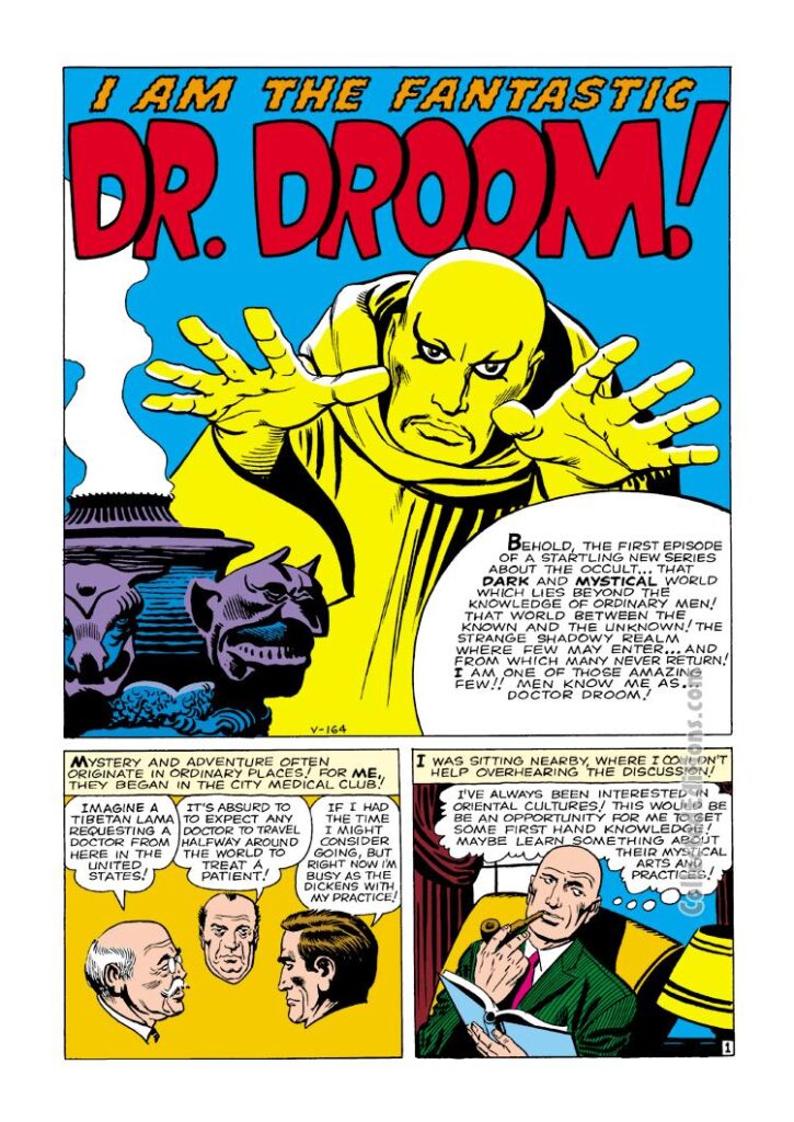 Amazing Adventures #1, pg. 21; pencils, Jack Kirby; inks, Steve Ditko; Doctor Droom, Druid, first appearance, origin