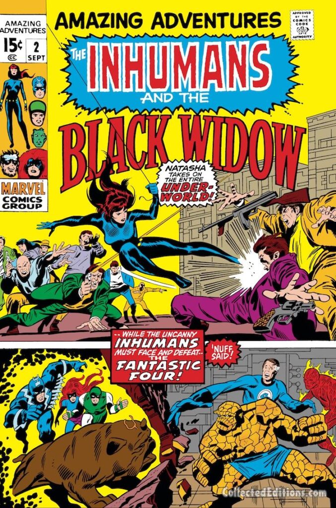 Amazing Adventures #2 cover; pencils, John Buscema; inks, John Verpoorten ; Black Widow, Natasha takes on the underworld, Inhumans