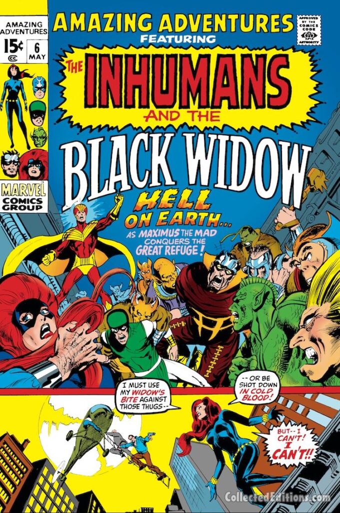 Amazing Adventures #6 cover; pencils and inks, Neal Adams ; Black Widow, Inhumans