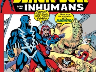 Amazing Adventures #10 cover; pencils, Gil Kane; inks, Joe Sinnott; Magneto, Black Bolt of the Inhumans, Gorgon, Medusa, Inhumans Last Stand