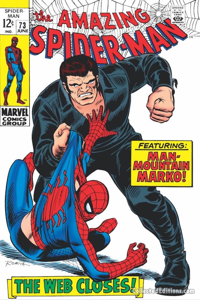 Amazing Spider-Man #73 cover; pencils and inks, John Romita Sr.; The Web Closes, Featuring Man Mountain Marko