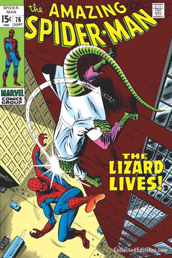 Amazing Spider-Man #76 cover; pencils and inks, John Romita Sr.; The Lizard Lives, Dr. Curtis Connors