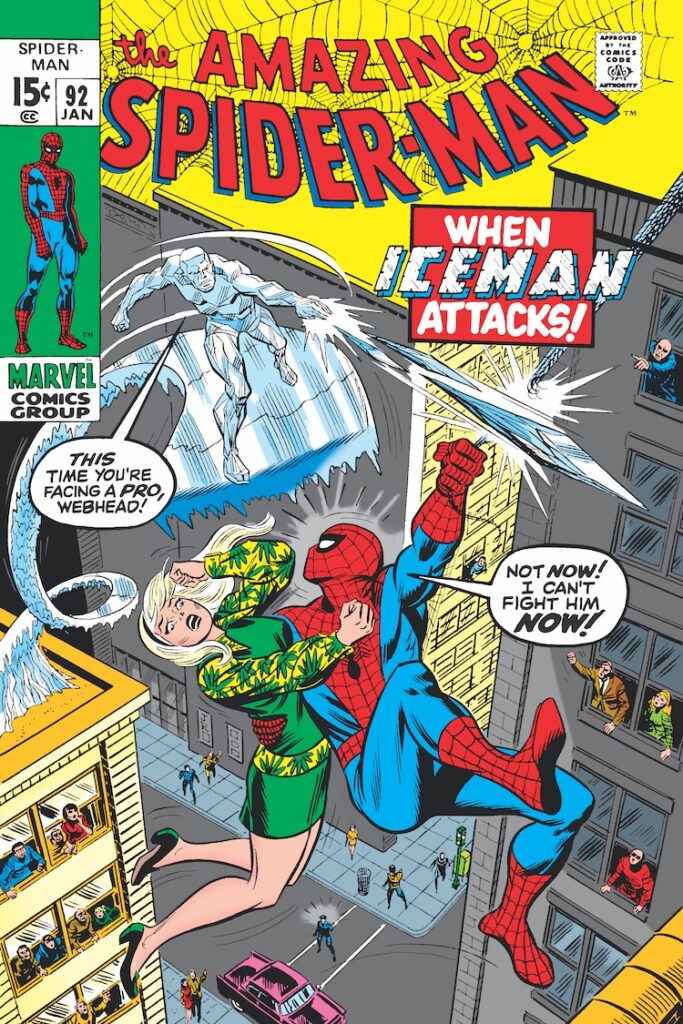 Amazing Spider-Man #92 cover; pencils and inks, John Romita Sr.; When Iceman Attacks