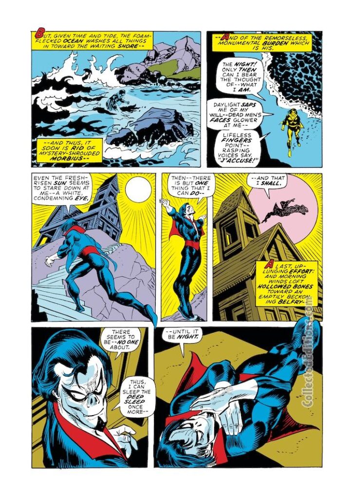 Amazing Spider-Man #101, pg. 14; pencils, Gil Kane; inks, Frank Giacoia, first appearance of Morbius the Living Vampire