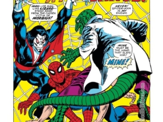 Amazing Spider-Man #102, pg. 1; pencils, Gil Kane; inks, Frank Giacoia; Vampire at Large, Morbius, Lizard, Roy Thomas, splash page