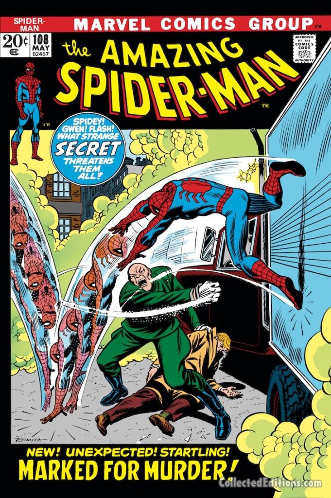 Amazing Spider-Man #108 cover; pencils and inks, John Romita Sr.; Marked For Murder, Flash Thompson, the Giant One, Vietnam