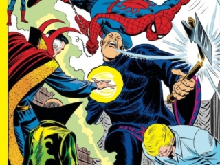 Amazing Spider-Man #109 cover; pencils and inks, John Romita Sr.; Doctor Strange, Wong, Flash Thompson, Giant One