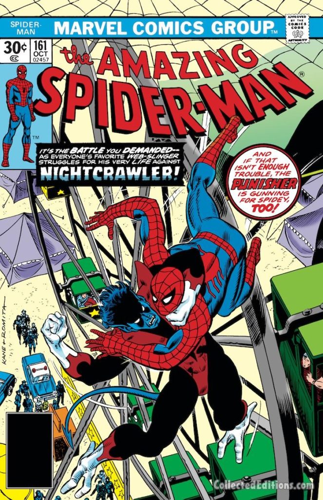Amazing Spider-Man #161 cover; pencils, Gil Kane; inks, John Romita Sr. Nightcrawler, the X-Men
