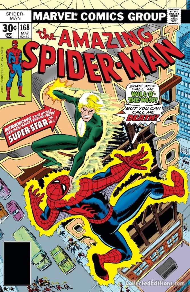 Amazing Spider-Man #168 cover; pencils, Ed Hannigan, Will o' the wisp