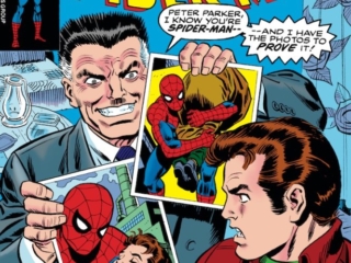 Amazing Spider-Man #169 cover; pencils, John Romita Sr.; inks, Frank Giacoia; Daily Bugle/Peter Parker, Jonah Jameson, Confrontation