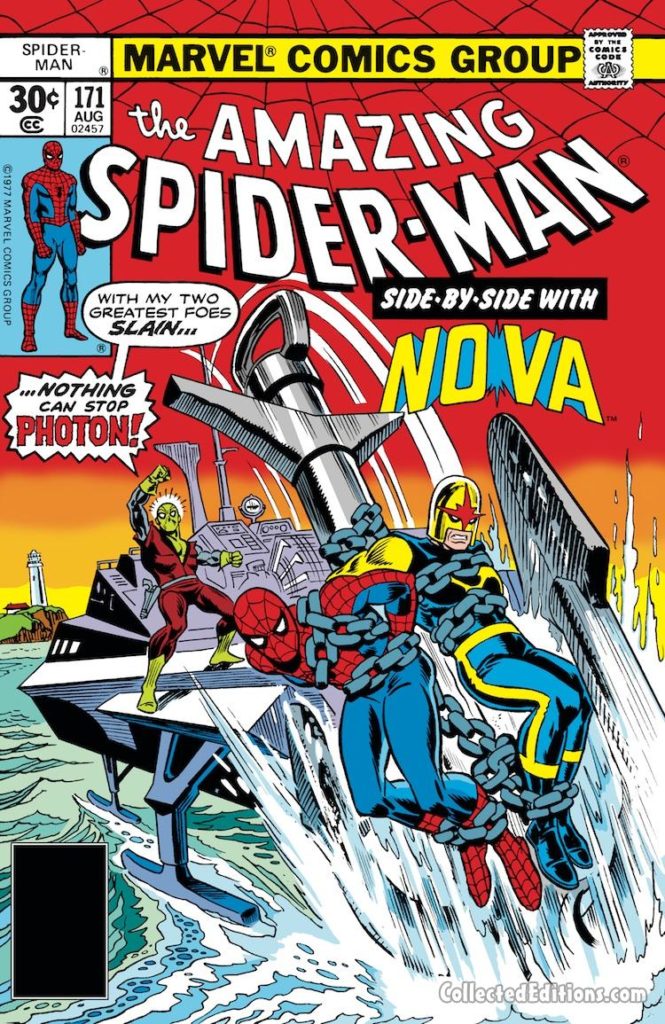 Amazing Spider-Man #171 cover; pencils, Ross Andru; Nova