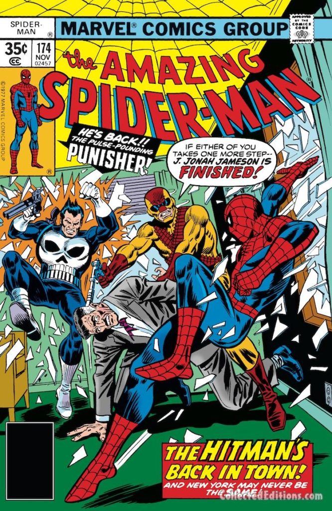 Amazing Spider-Man #174 cover; pencils, Ross Andru; Punisher, the Hitman