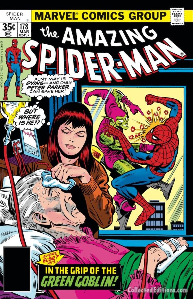 Amazing Spider-Man #178 cover; pencils, Ross Andru; Mary Jane Watson, Aunt May