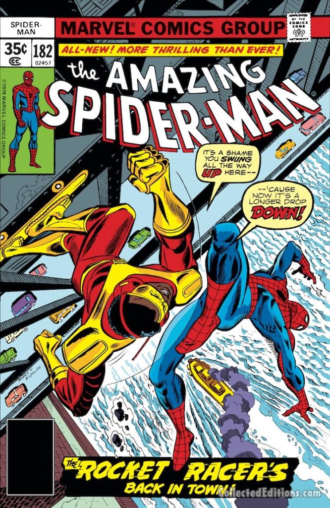 Amazing Spider-Man #182 cover; pencils, Ross Andru; Rocket Racer