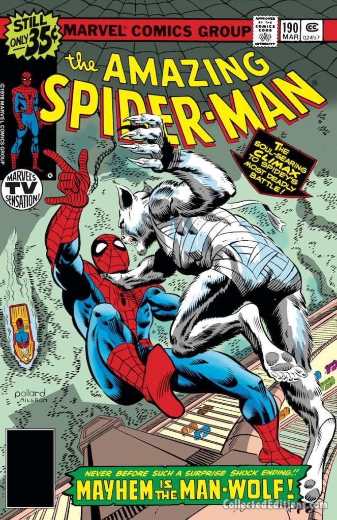 Amazing Spider-Man #190 cover; pencils, Keith Pollard; Man-Wolf