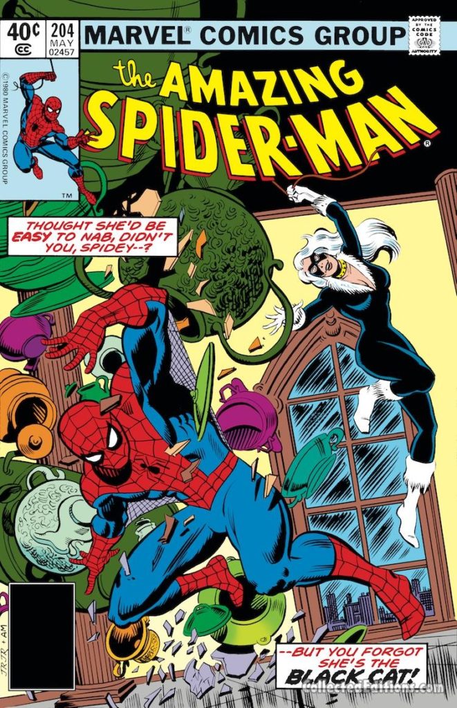 Amazing Spider-Man #204 cover; pencils, John Romita, Jr.; Black Cat