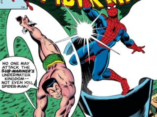 Amazing Spider-Man #211 cover; pencils, John Romita Jr.; inks, Al Milgrom; Namor, Sub-Mariner