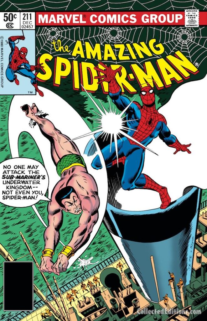 Amazing Spider-Man #211 cover; pencils, John Romita Jr.; Namor, Sub-Mariner