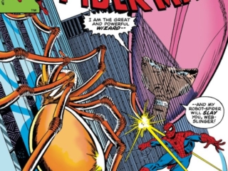 Amazing Spider-Man #213 cover; pencils, John Romita Jr.; inks, Al Milgrom; the Wizard, robot-spider