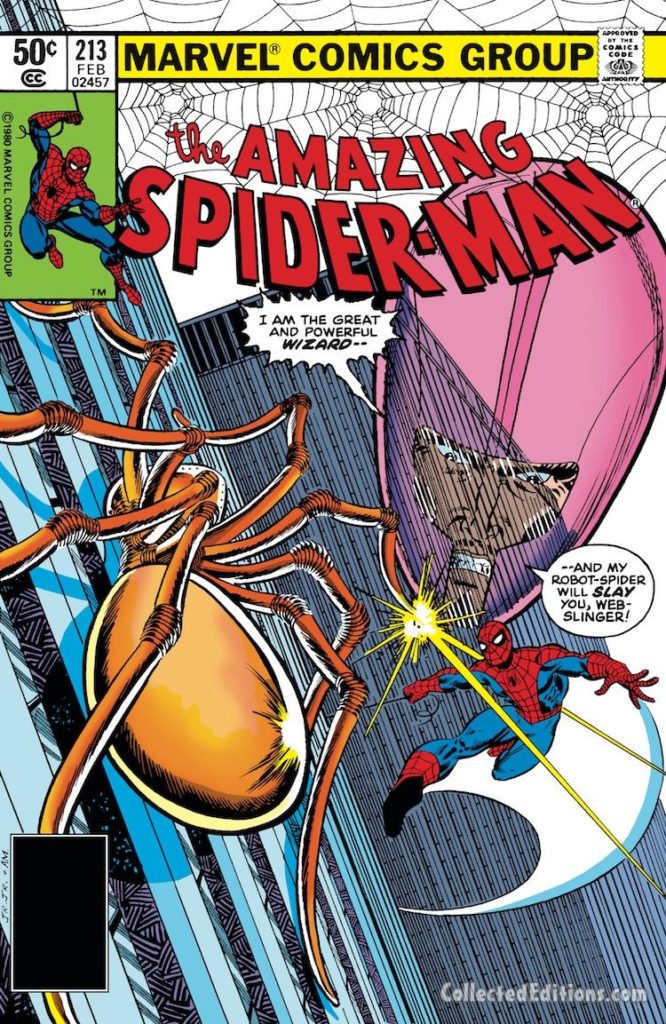 Amazing Spider-Man #213 cover; pencils, John Romita Jr.; the Wizard