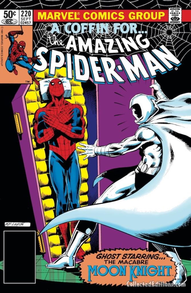 Amazing Spider-Man #220 cover; pencils and inks, Bob Layton; Moon Knight