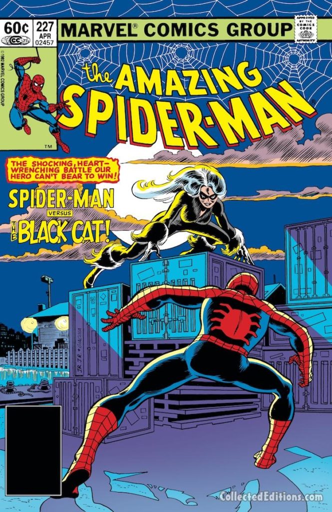 Amazing Spider-Man #227 cover; layout, Bob Layton; pencils, John Romita Jr.; Black Cat/Felecia Hardy