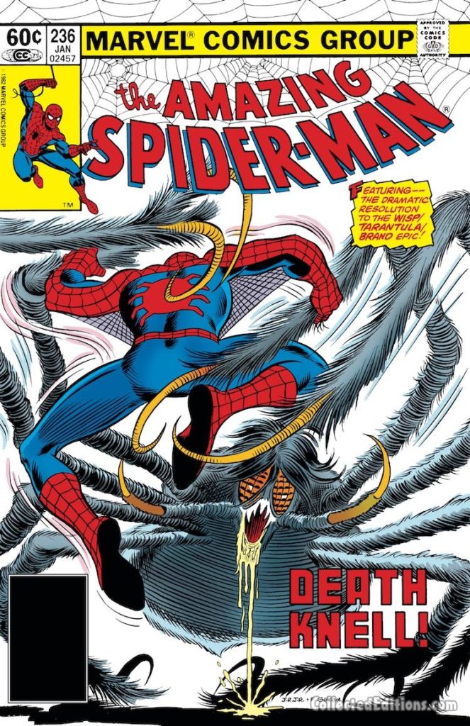 Amazing Spider-Man #236 cover; pencils, John Romita Jr.; inks, Frank Giacoia