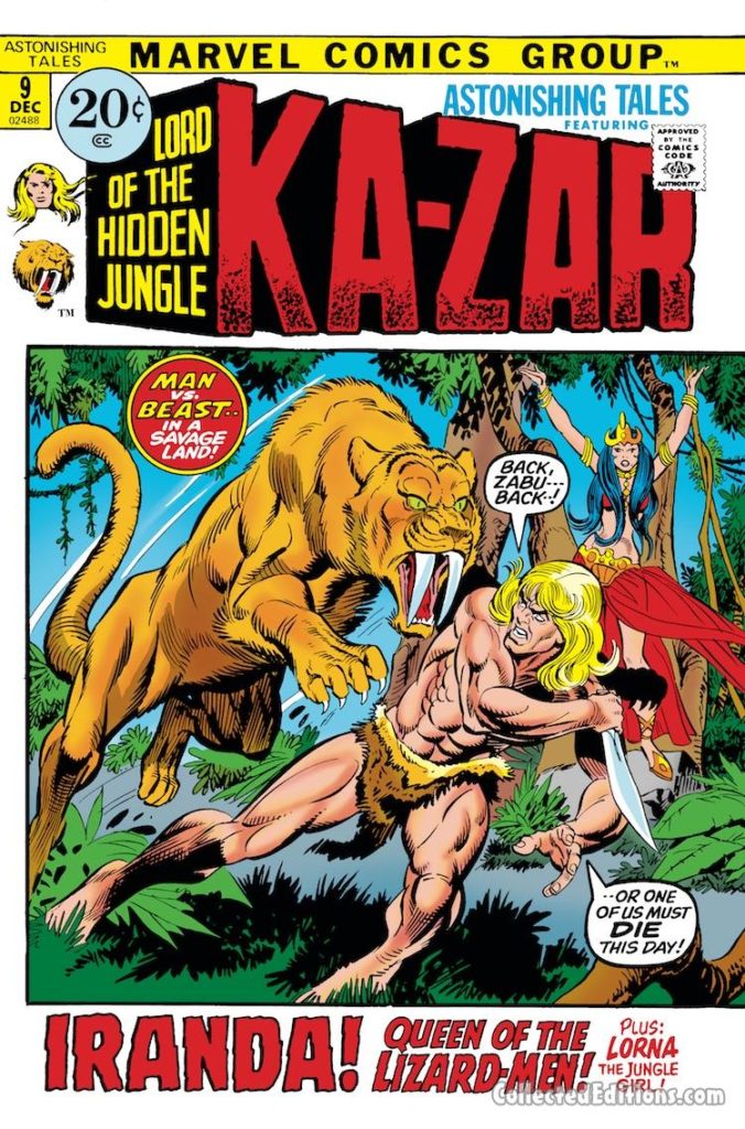 Astonishing Tales/Ka-Zar #9 cover; pencils, Gil Kane; Zabu/Iranda