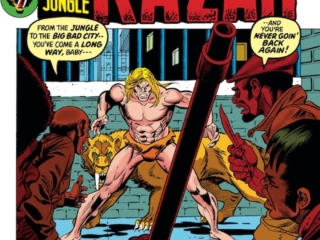 Astonishing Tales/Ka-Zar #15 cover; pencils, Gil Kane; inks, Bill Everett/In the city