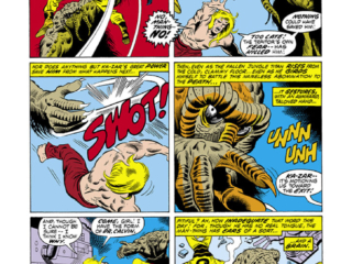 Astonishing Tales #13, pg. 19; pencils, John Buscema; inks, Dan Adkins, Ka-Zar, Man-Thing, Nabu, Dr. Wilma Calvin, AIM, Advanced Idea Mechanics